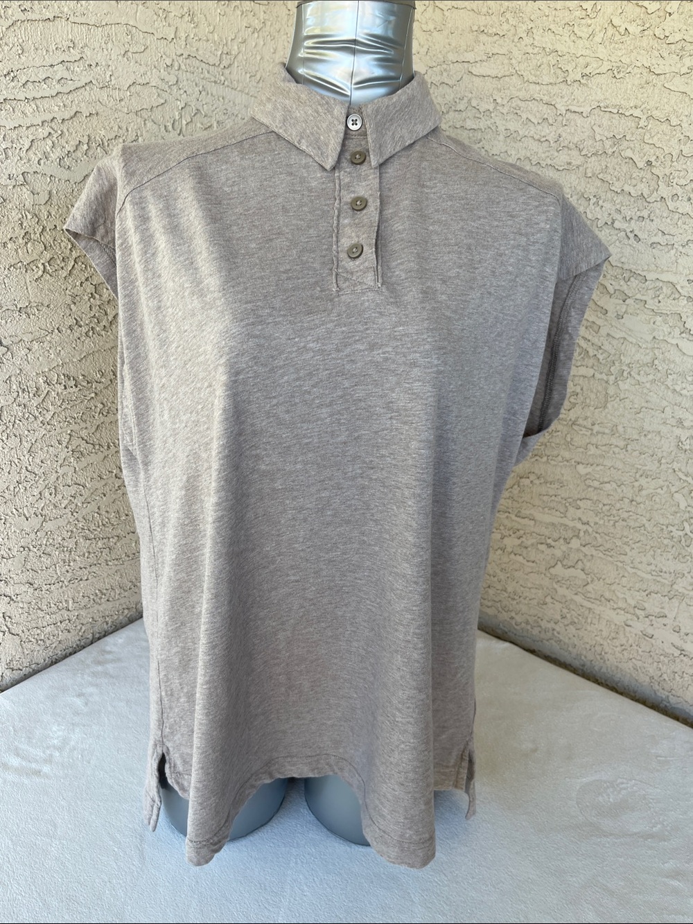 aerie Sleeveless Polo Tank Top in Heather Gray